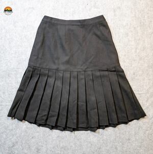 Casual A-Line Skirt Black Pleated Knee Length Back Zip Women's Size 6